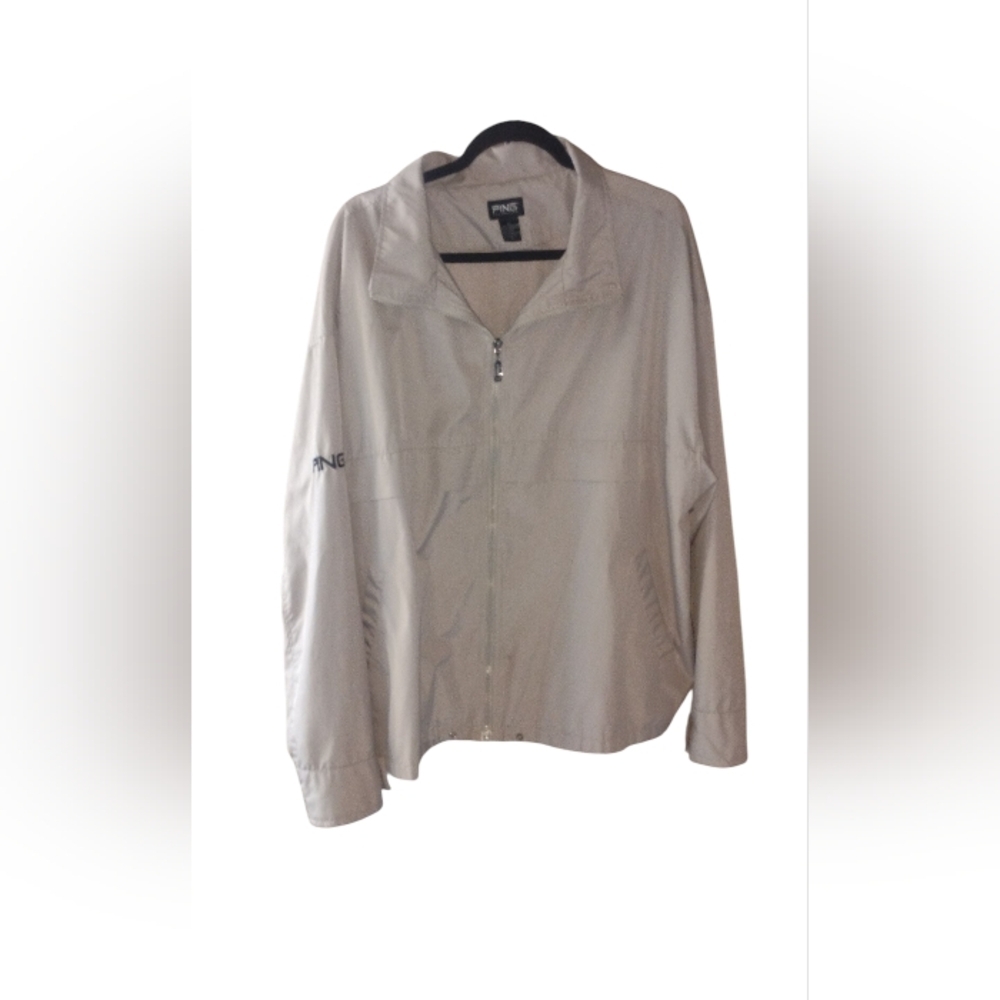 Ping Beige Lightweight Full Zip Vented Windbreaker Jacket Men's Golf SZ XL